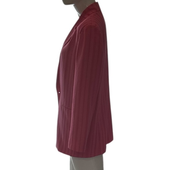 Mango Fuschia Pink Satin Striped Straight Flowy Blazer Size S - Picture 8 of 16